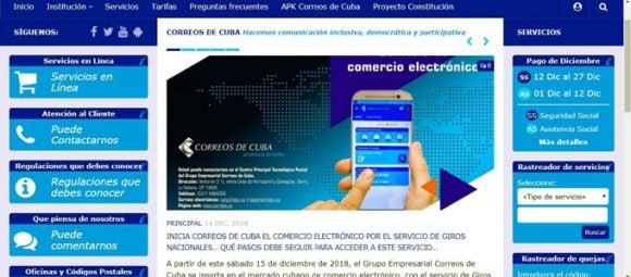 Portal de Correos de Cuba para facilitar el pago electrónico. Portal de Correos de Cuba para facilitar el pago electrónico.