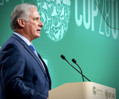 El presidente de la República de Cuba, Miguel Díaz-Canel Bermúdez, tuvo a su cargo, este sábado en la mañana (hora local), el discurso de apertura de la Cumbre de Líderes del Grupo de los 77 y China. Foto: Estudios Revolución