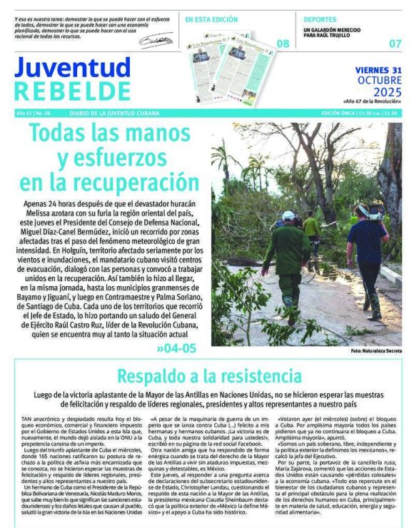 Periódico Juventud Rebelde, viernes 31 de octubre de 2025 Periódico Juventud Rebelde, viernes 31 de octubre de 2025